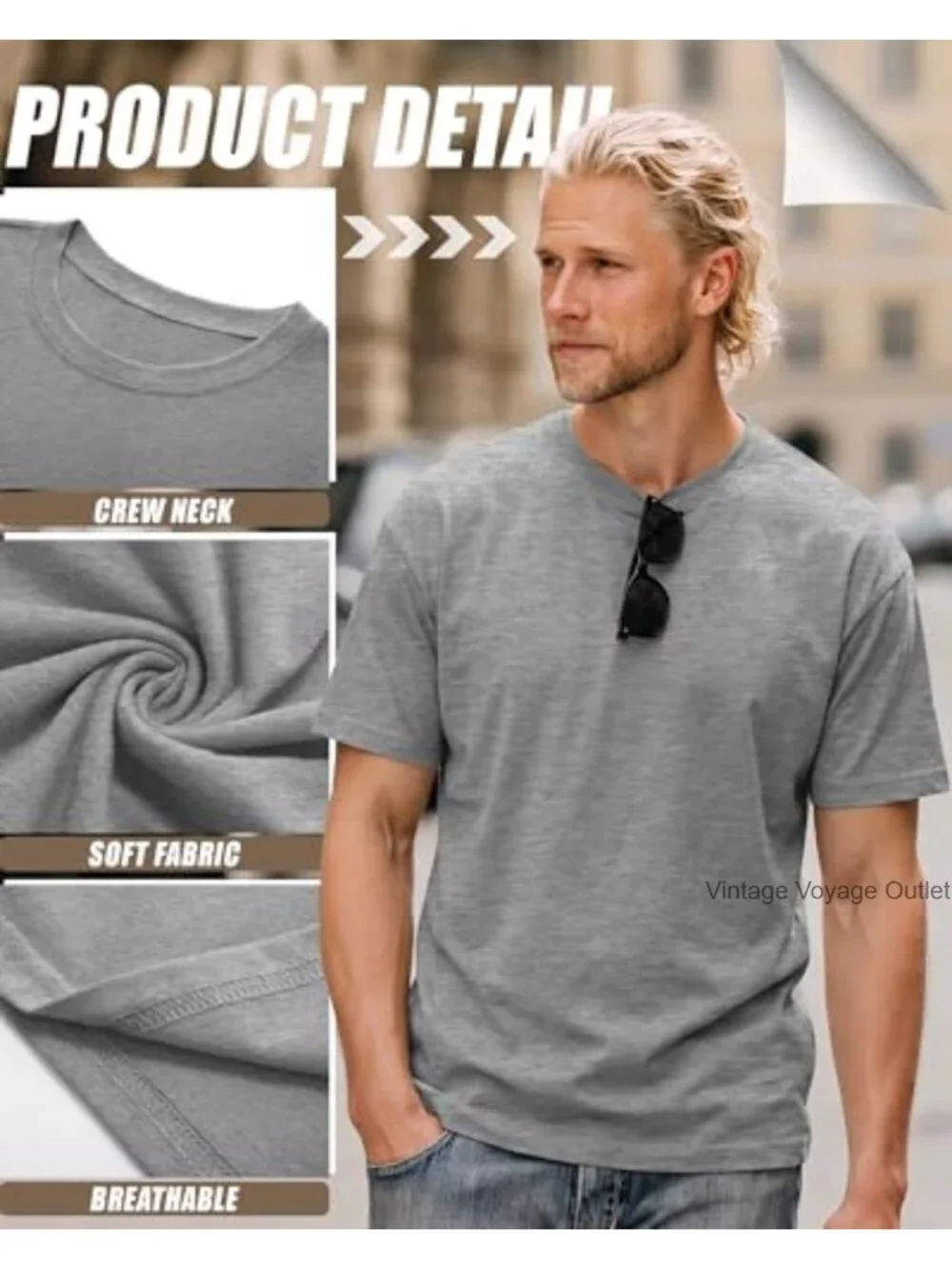 4 Pack Men's Cotton Crew Neck T-Shirts, Loose Fit Short Sleeve Tees, Breathable